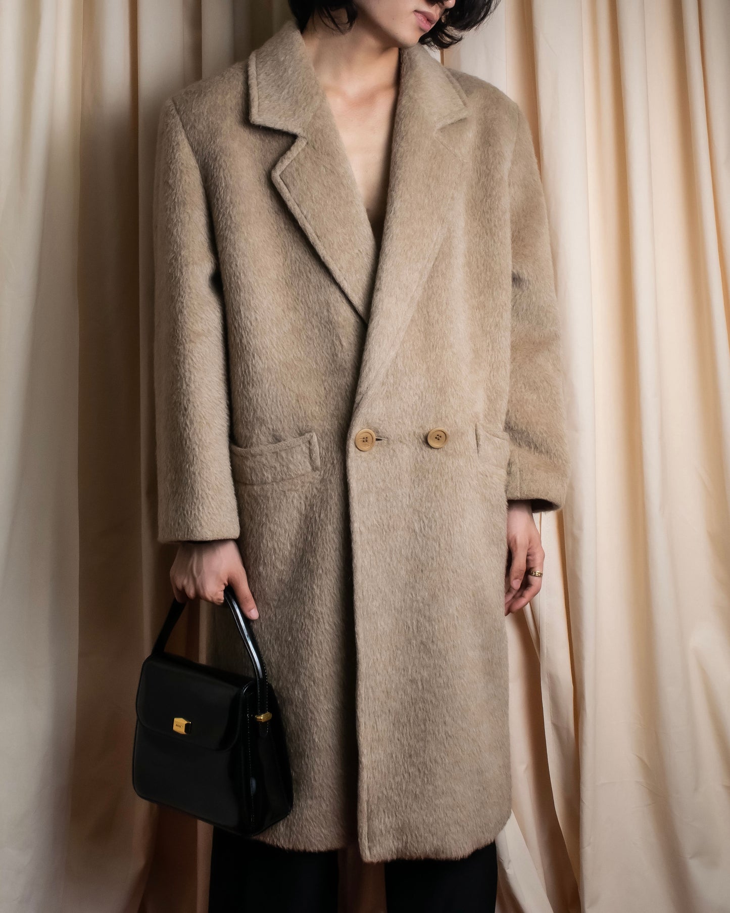 "FIODELLA RUBINO" Brushed beige double breasted chester coat