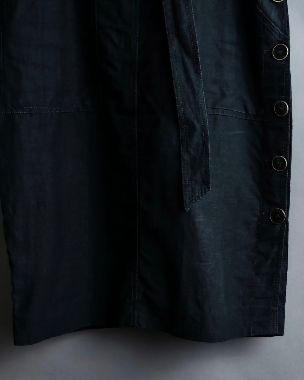 "HERMES" Belted button design linen skirt