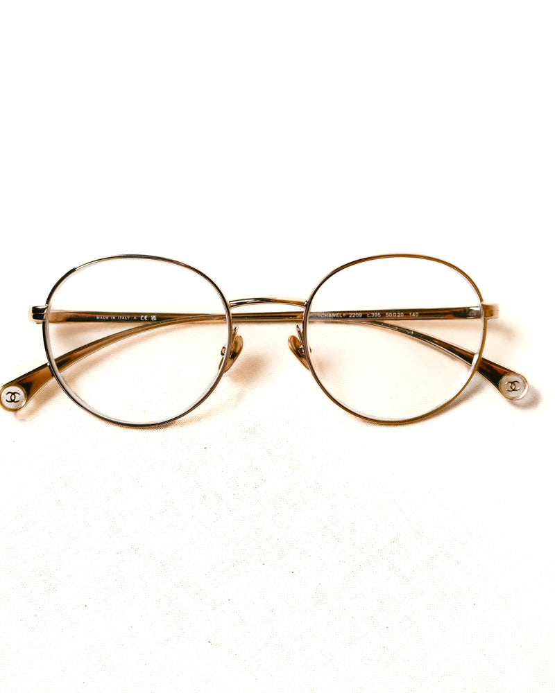CHANEL/ Coco Mark Designed Gold Flame Glasses