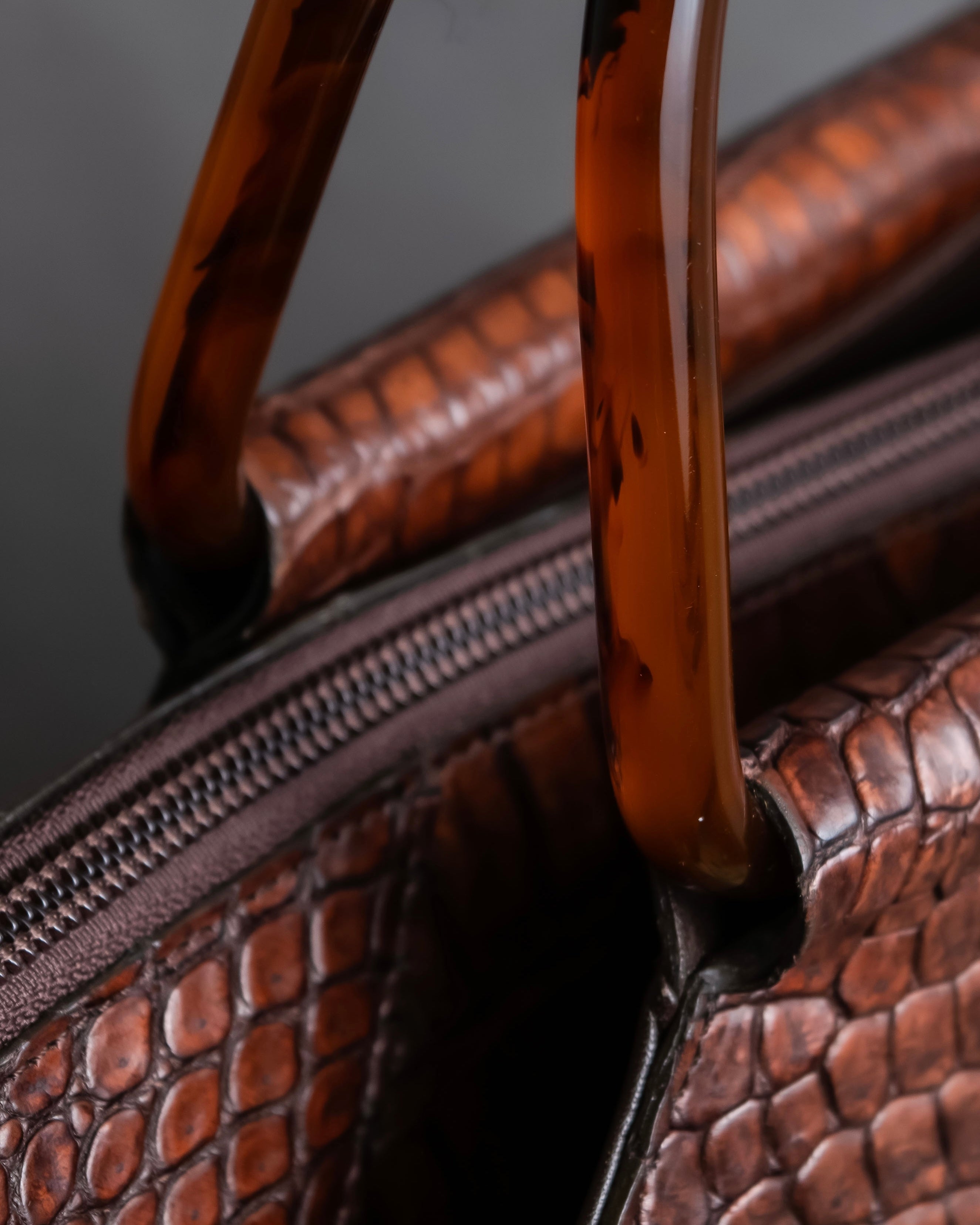 "Furdi" Crocodile embossed leather handbag