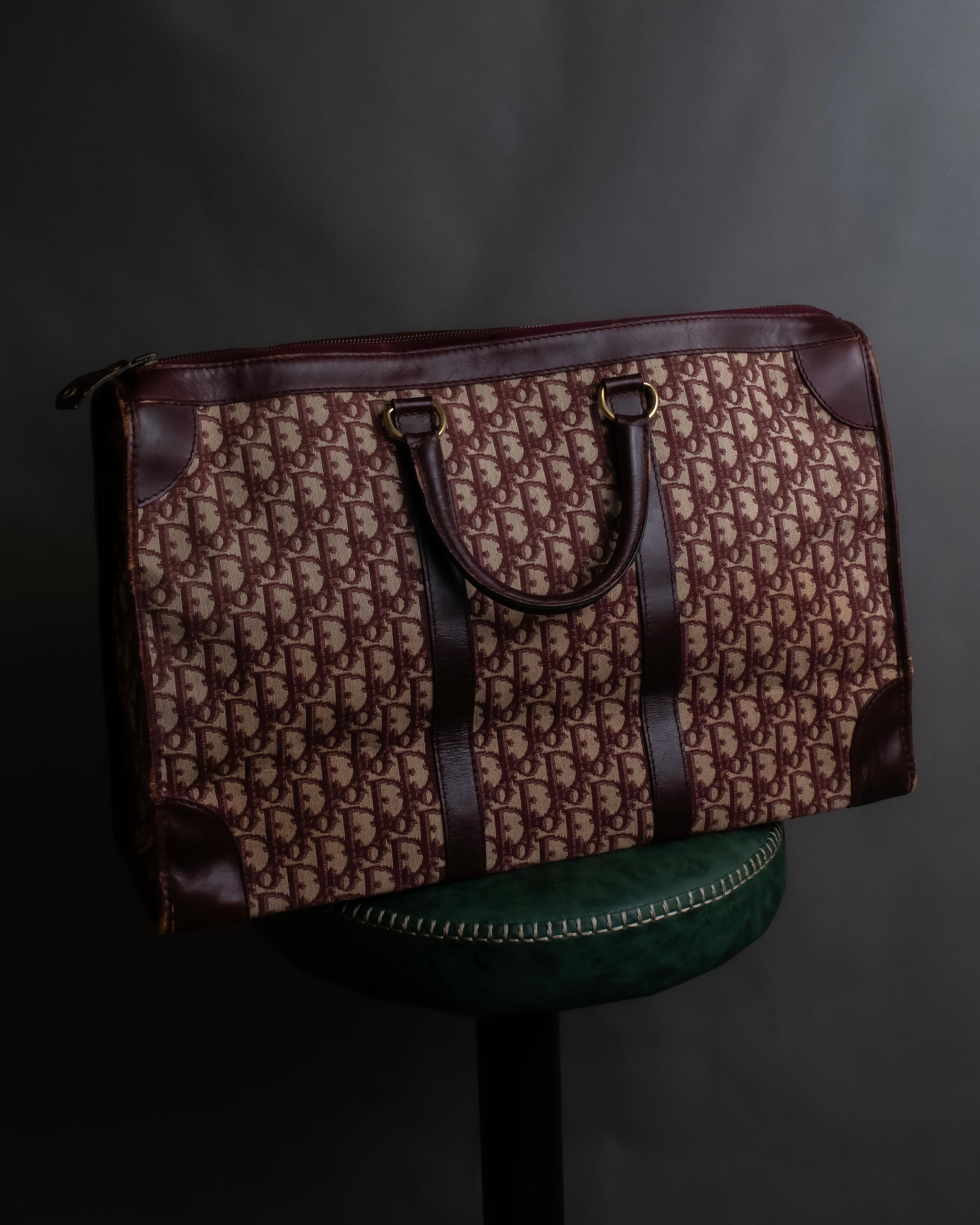"Christian Dior" Trotter monogram jacquard boston bag