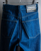 "GUCCI" Logo lapel design one wash flare denim