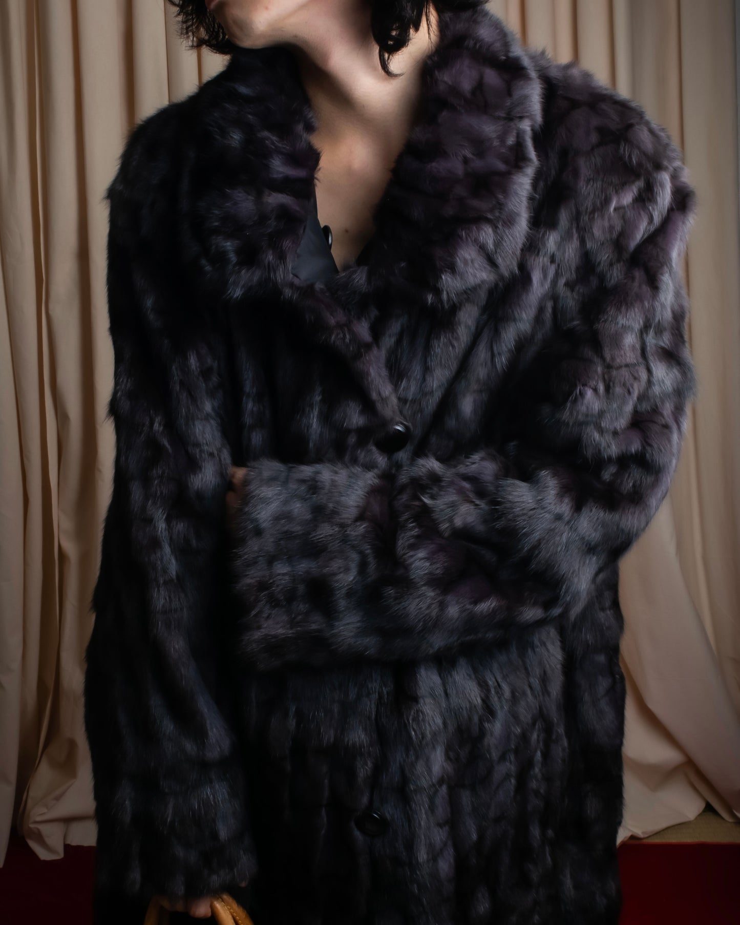 Vintage squirrel fur reversible maxi length coat