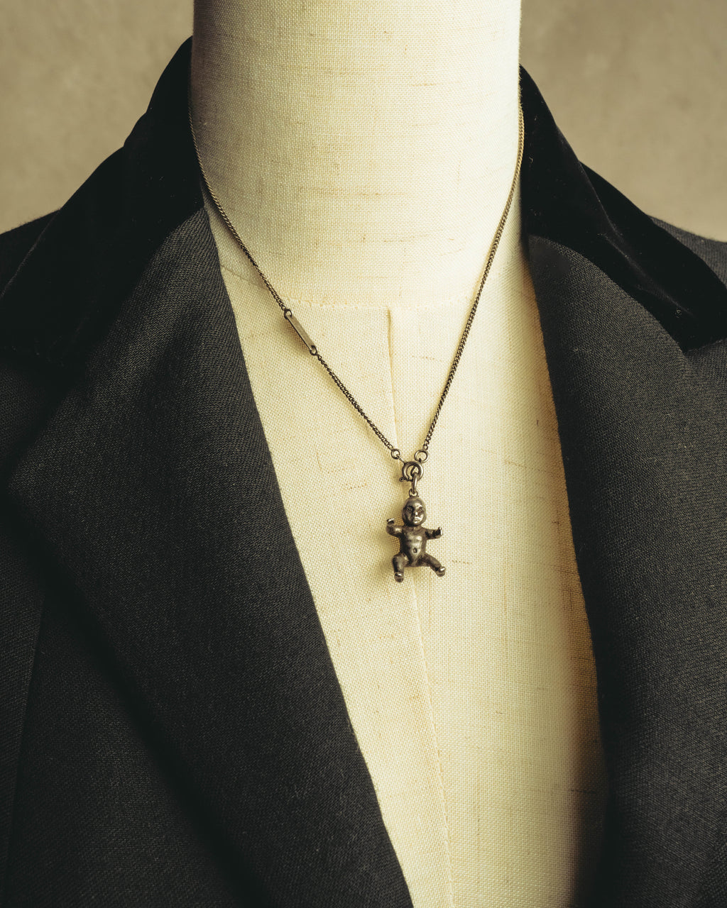 "Saint Laurent" 10's-20's Sculptural doll pendant necklace