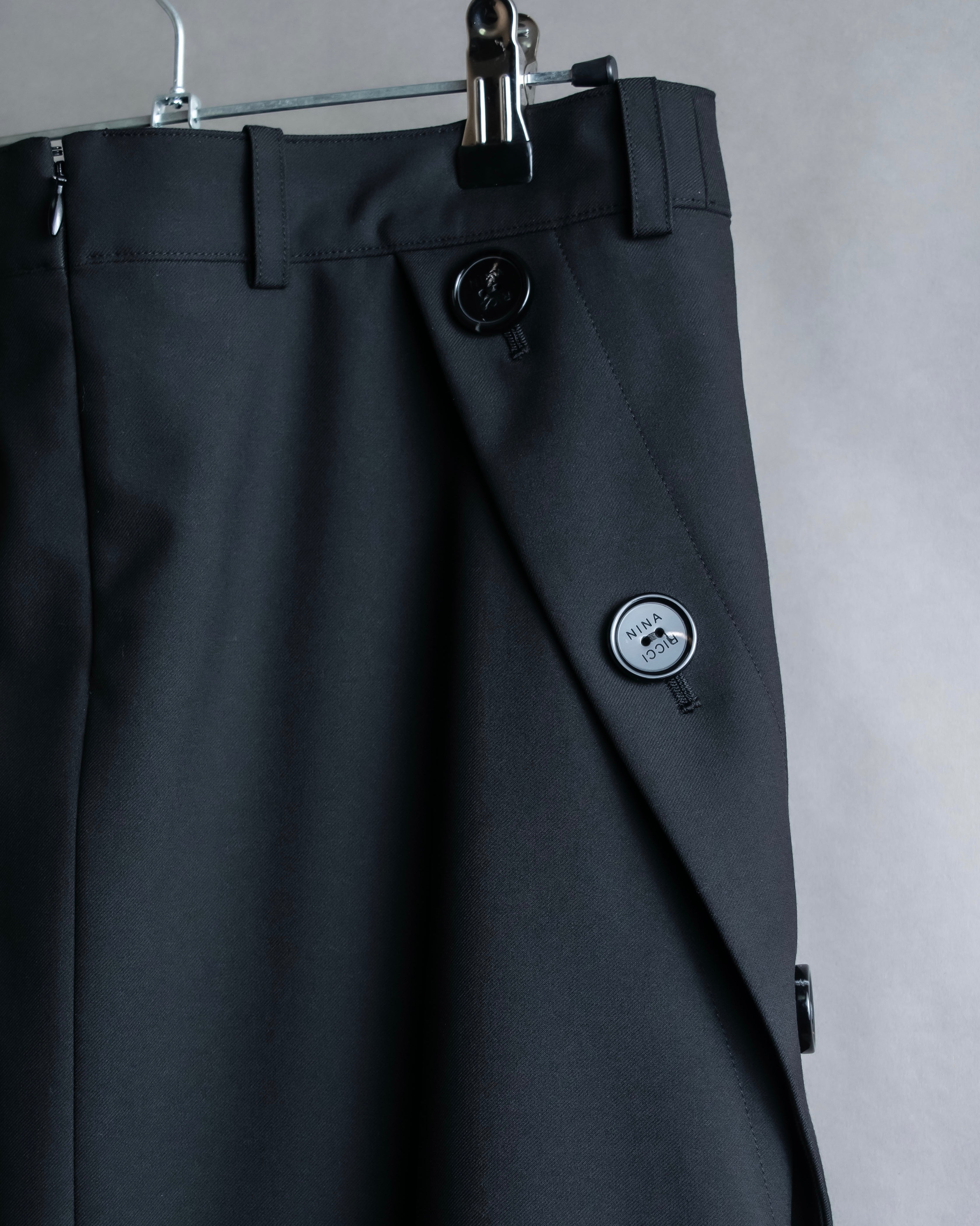 "NINA RICCI" Side button detail cropped length skirt