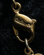 "Christian Dior" Logo engraved oval top motif gold necklace