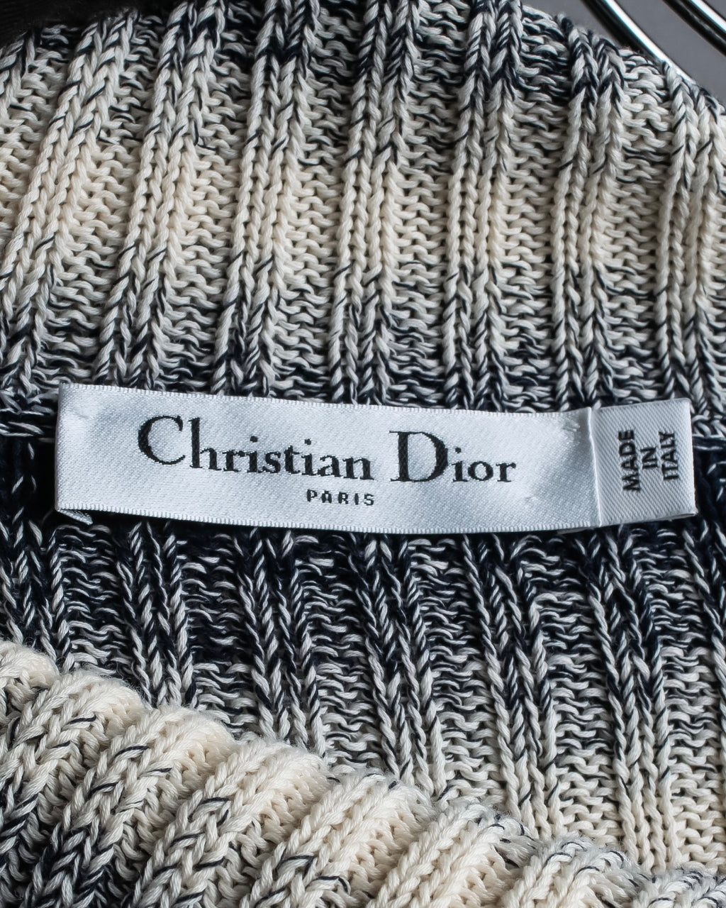 "Christian Dior" Gradient striped irregular neck knit