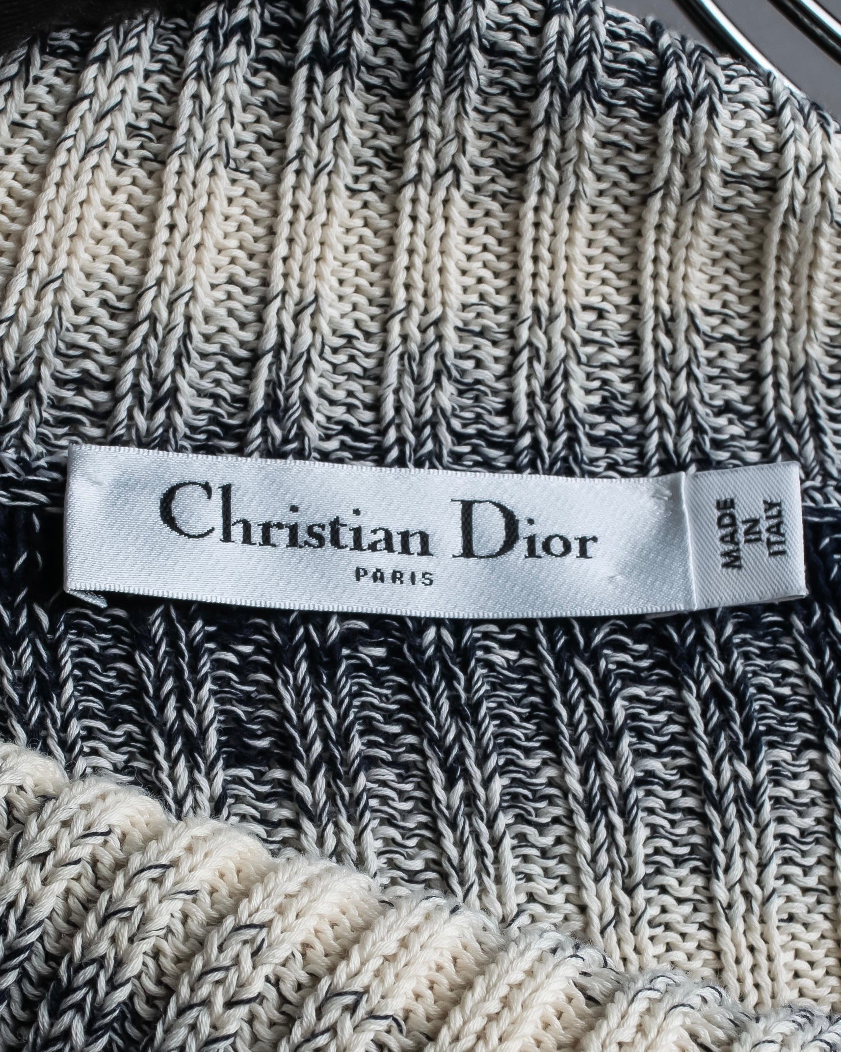 "Christian Dior" Gradient striped irregular neck knit