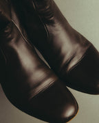 "Hermès" Minimal dark brown leather ankle boots