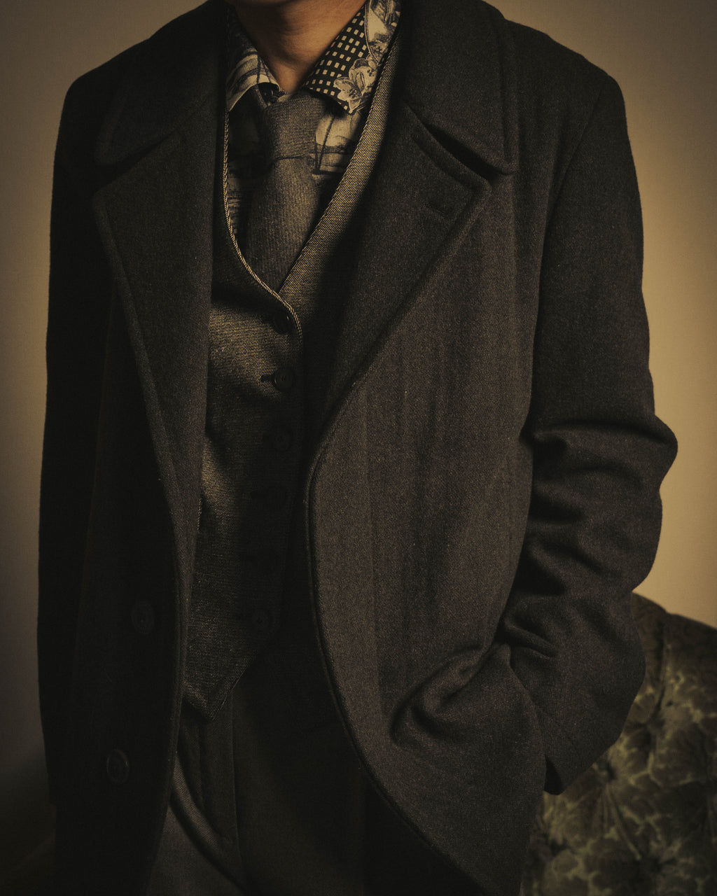 -SPECIAL- “Maison Martin Margiela” 2011-2014 Short wool blend chesterfield coat