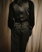 –SPECIALS– "Yves Saint Laurent" 90’s Mid gingham check velvet lapel tailored vest