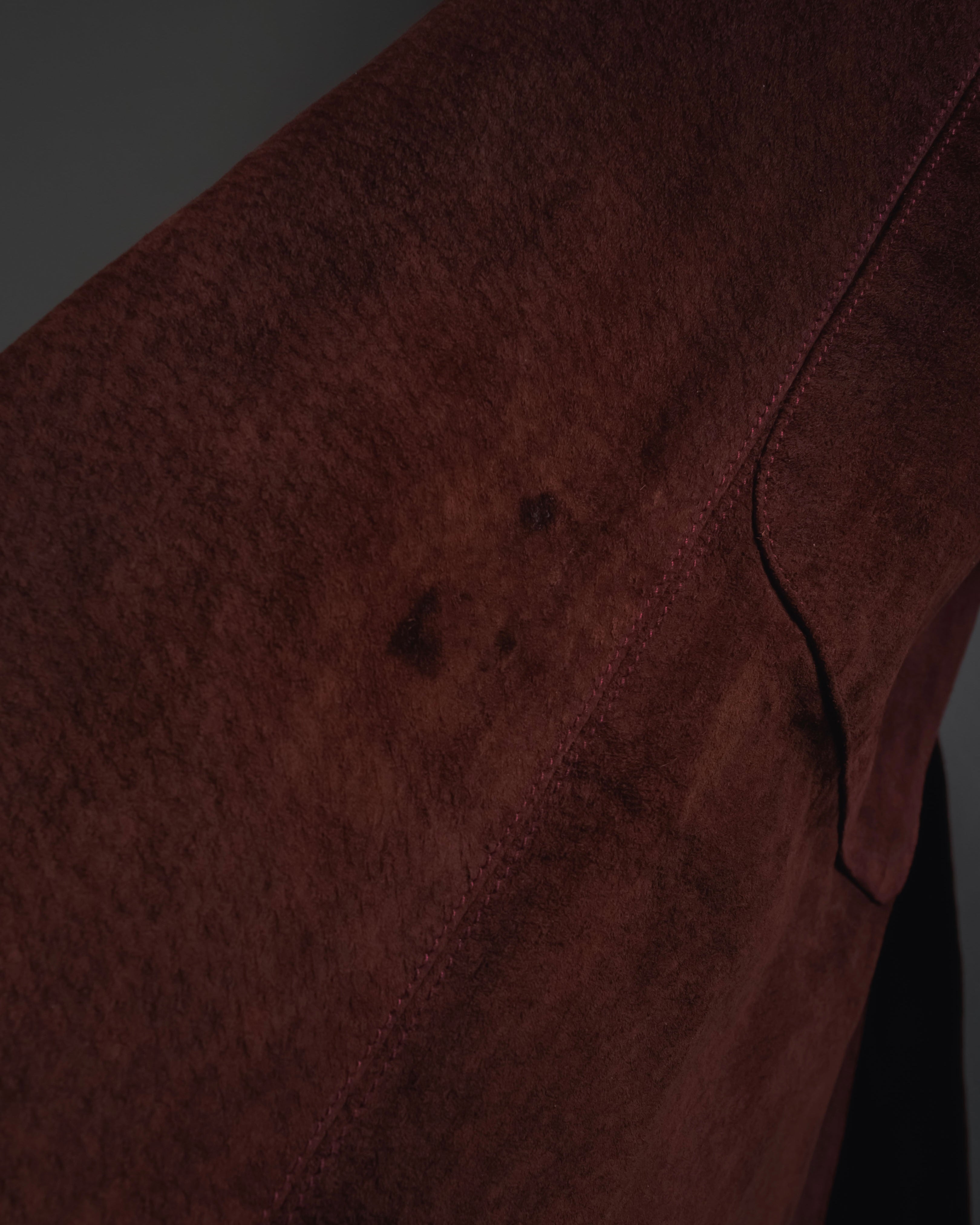 -SPECIAL- "GUCCI" 70’s Suede leather round collar coat