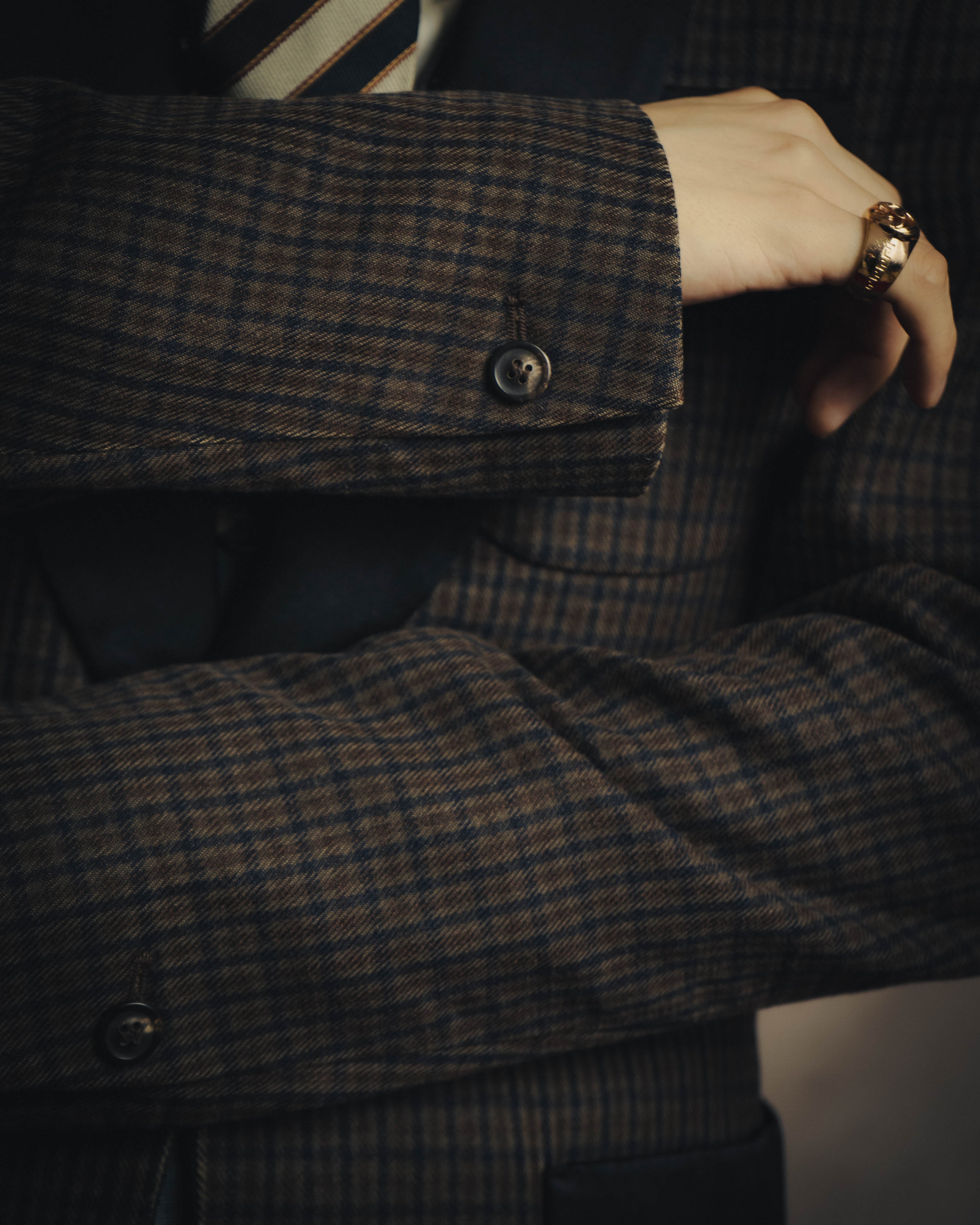 -SPECIAL- "Maison Martin Margiela" 00's Check shawl collar smoking jacket with satin contrast