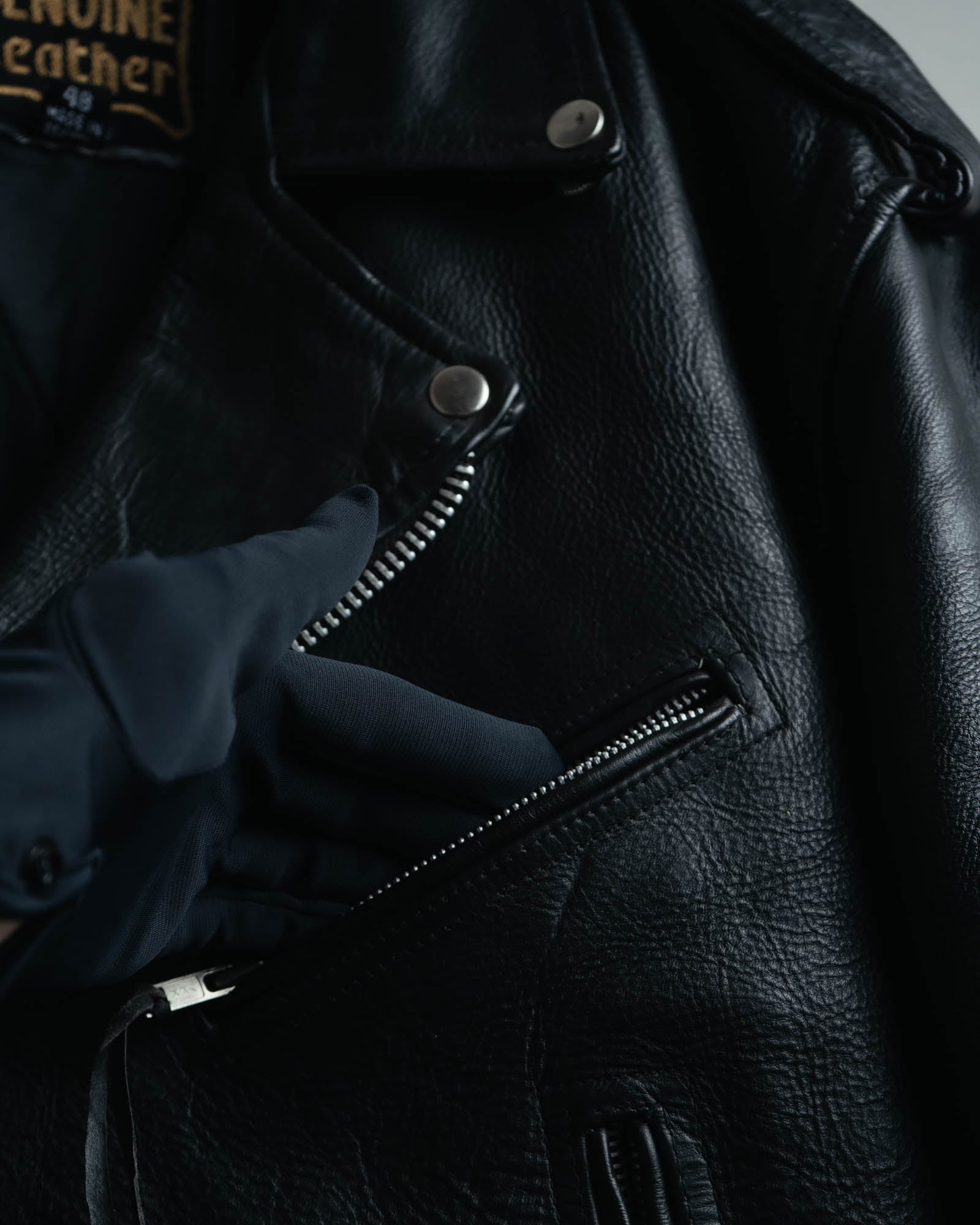 -MOOD MILLÉSIMES- 80’s-90’s heavy-grain double riders jacket