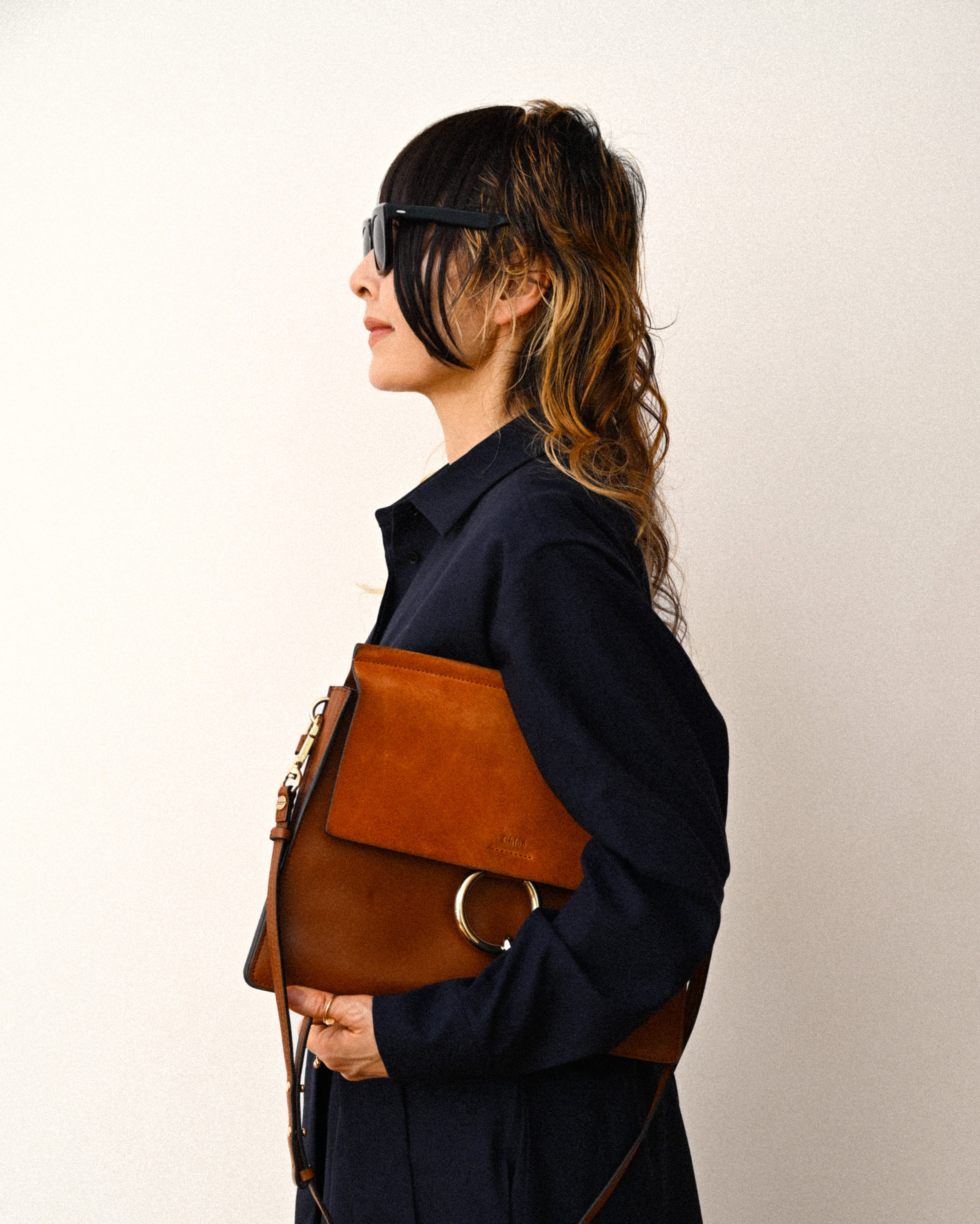 Chloe by Clare Waight Keller/ 2015 “Faye” Beautiful Suede Calf Skin Shoulder Bag Brown