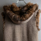 Vintage cashmere knit fur dogged reversible long gilet