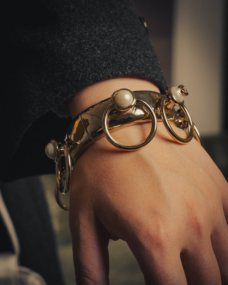 -SPECIAL- “CHANEL” 22C Pearl embellished ring statement cuff bracelet