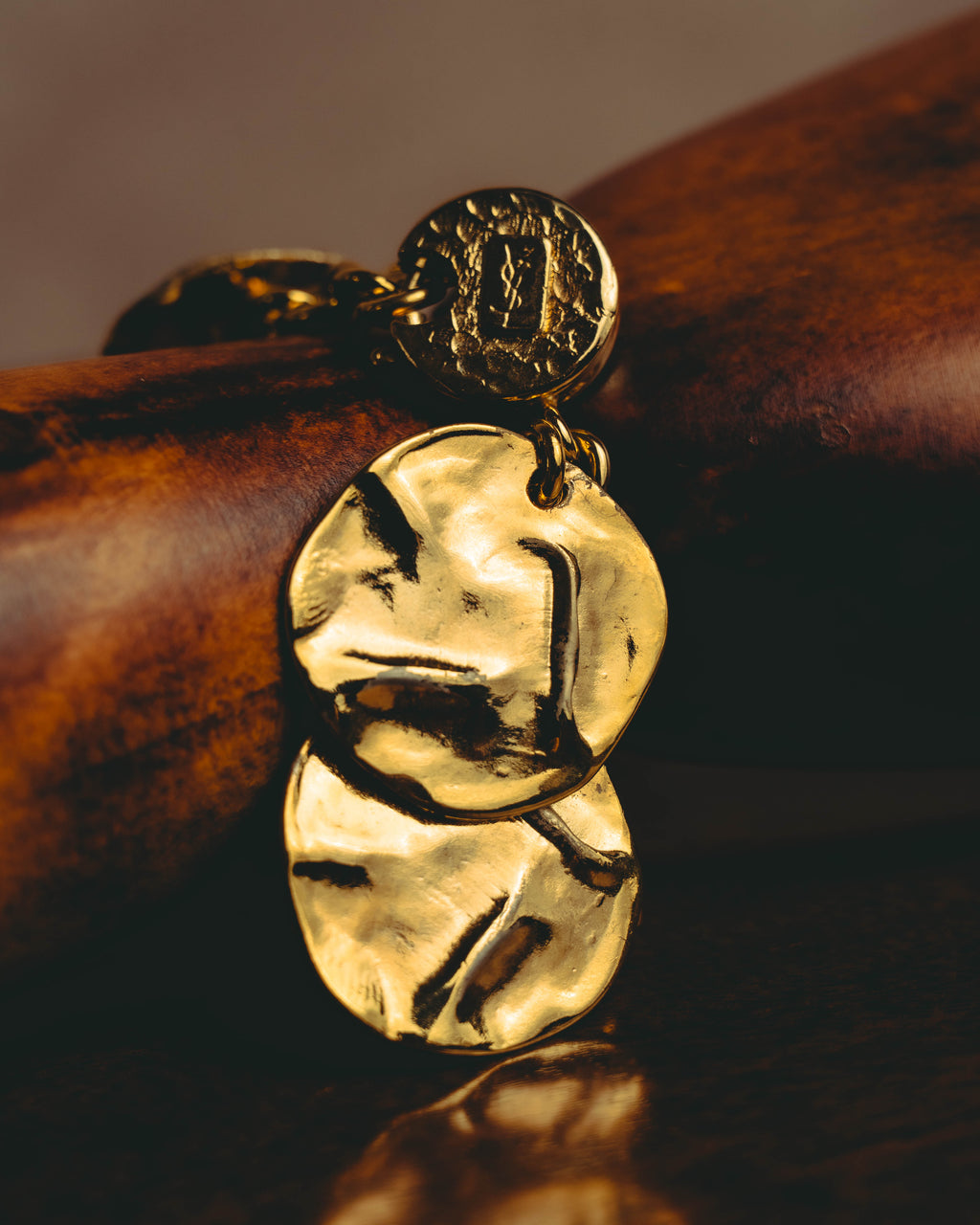 -SPECIAL- “Yves Saint Laurent” 80’s-90’s Hammered gold coin link bracelet