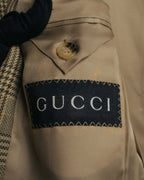 "GUCCI" 90's-00's Vintage houndstooth and glen check structured cotton jacket
