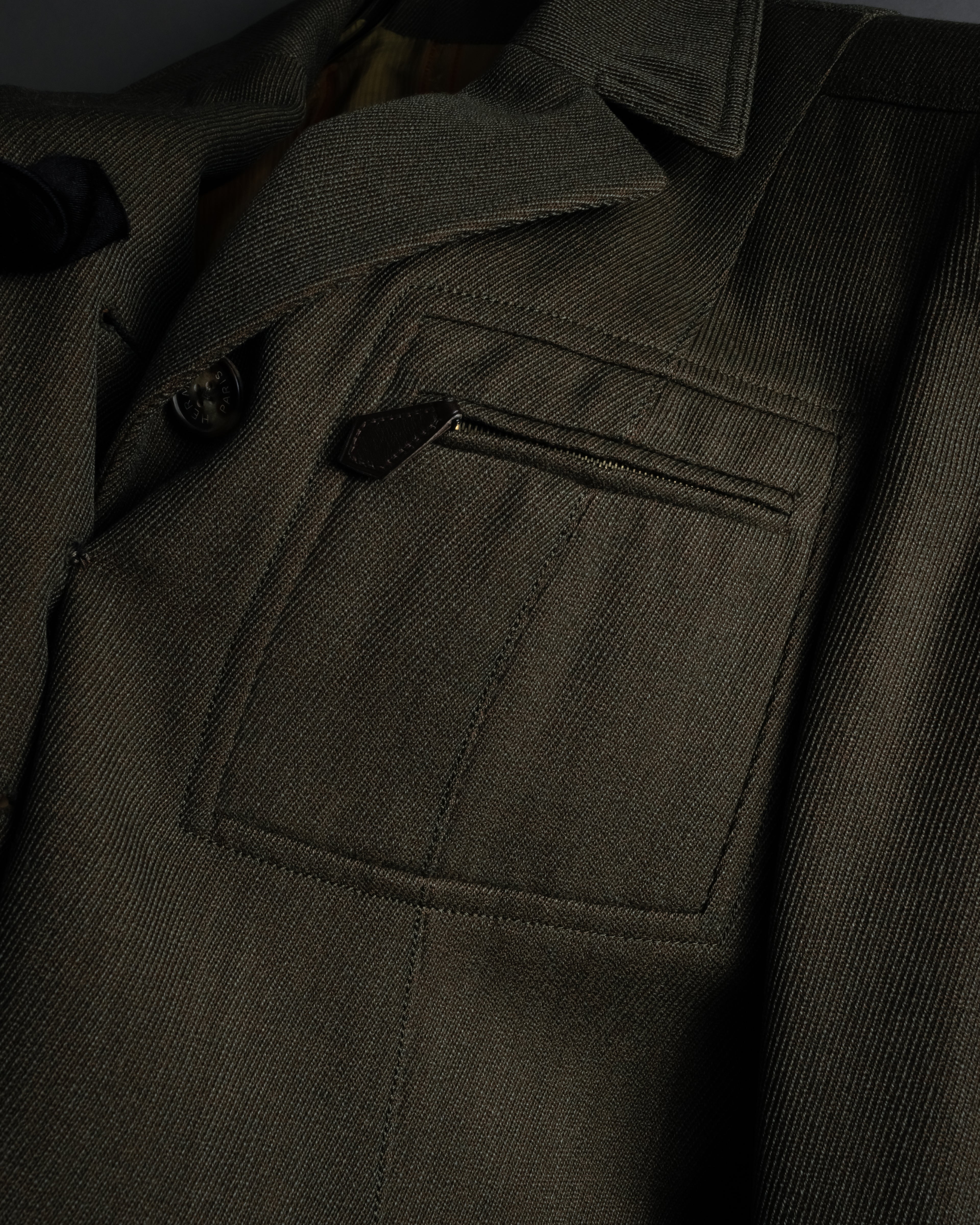 -SPECIAL- "HERMES" 90's Military-inspired zip design tailored jacket