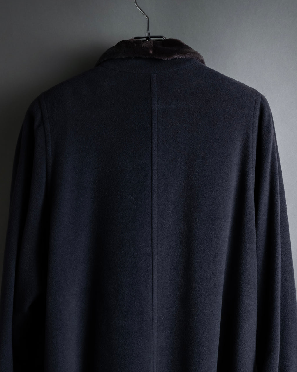 "Junko Yamamoto" Fur-trimmed design long cashmere blend coat