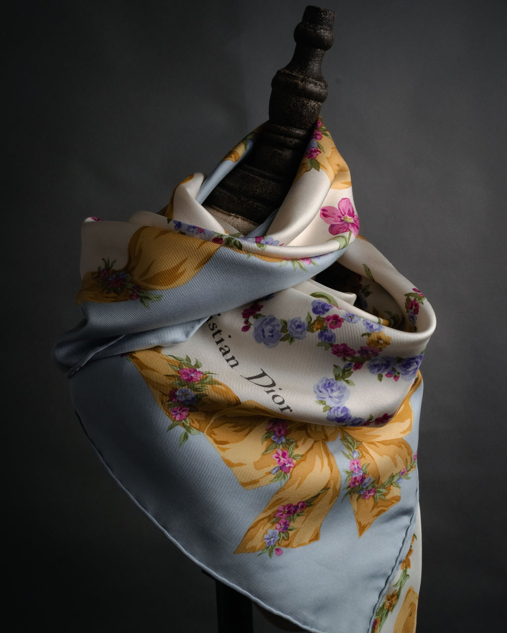 “Christian Dior” 90’s Floral logo silk scarf