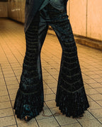 -REF process-
 Velour ruched bell bottoms