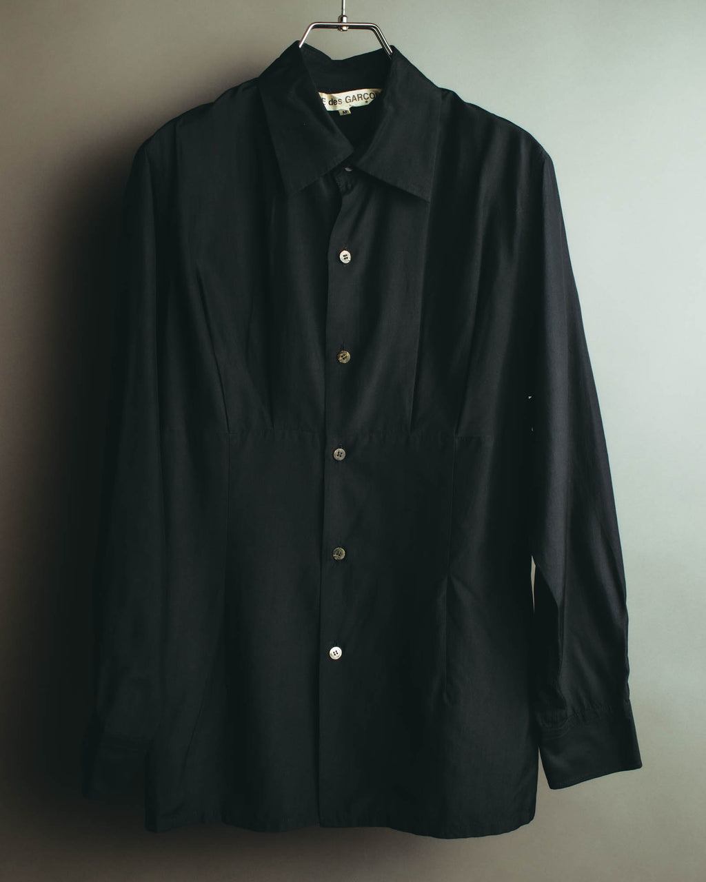 “COMME des GARCONS” Late 80’s-early 90’s silk tucked black shirt