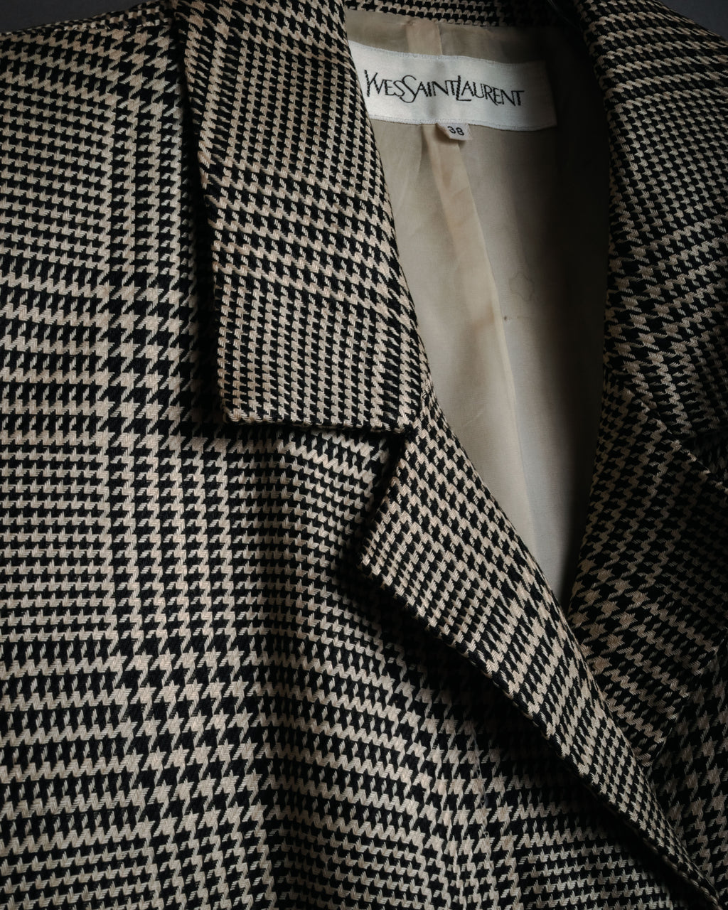 “Yves Saint Laurent” 1988-1995 Glen check linen spring long coat