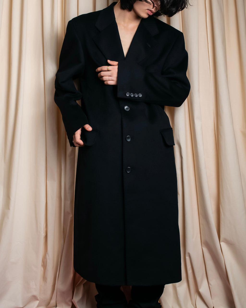 "GIANNI VALENTINO" 100% cashmere oversized chesterfield coat