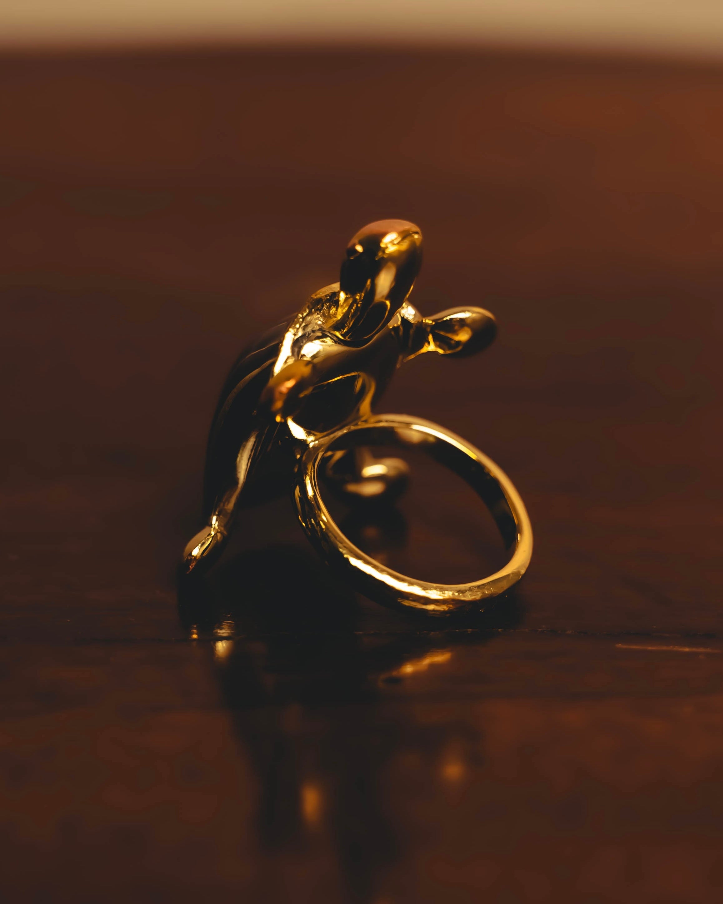 "CELINE" 80's-90's Sculptural turtle motif ring