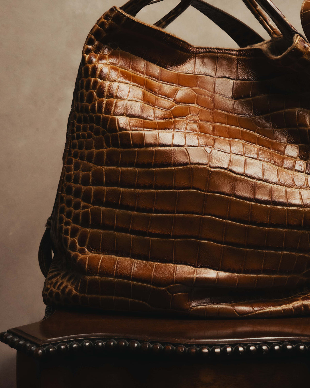 “Max Mara” 00’s-20’s crocodile-embossed 2way backpack