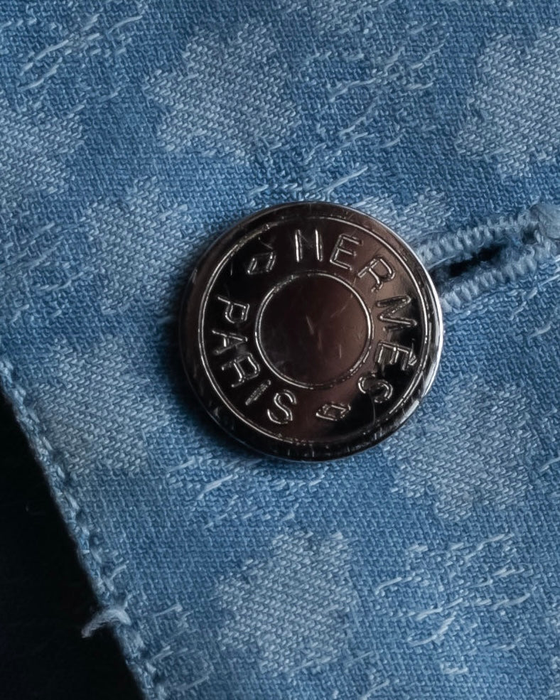 "HERMES" Saxe blue jacquard cotton shirt
