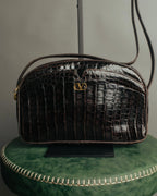 "valentino garavani" 70's-80's Vintage genuine crocodile leather shoulder bag