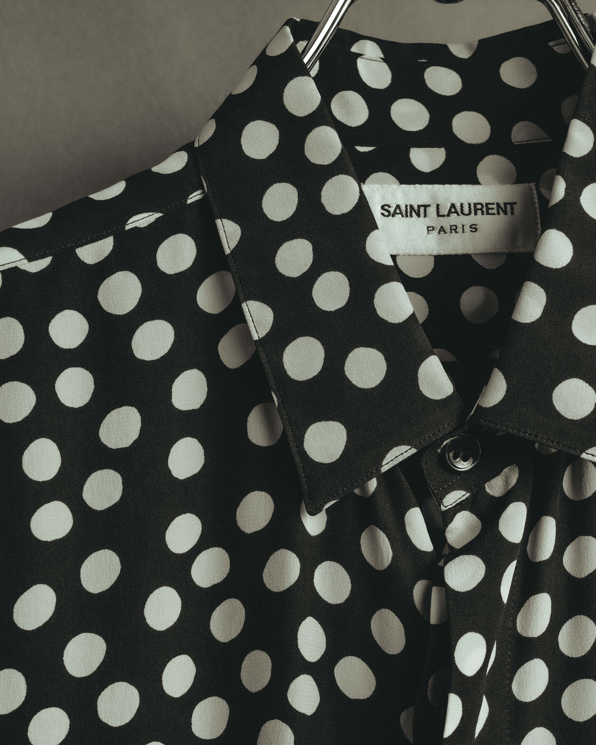 -SPECIAL- "Saint Laurent" 2019-2020 Polka dot silk long sleeve shirt