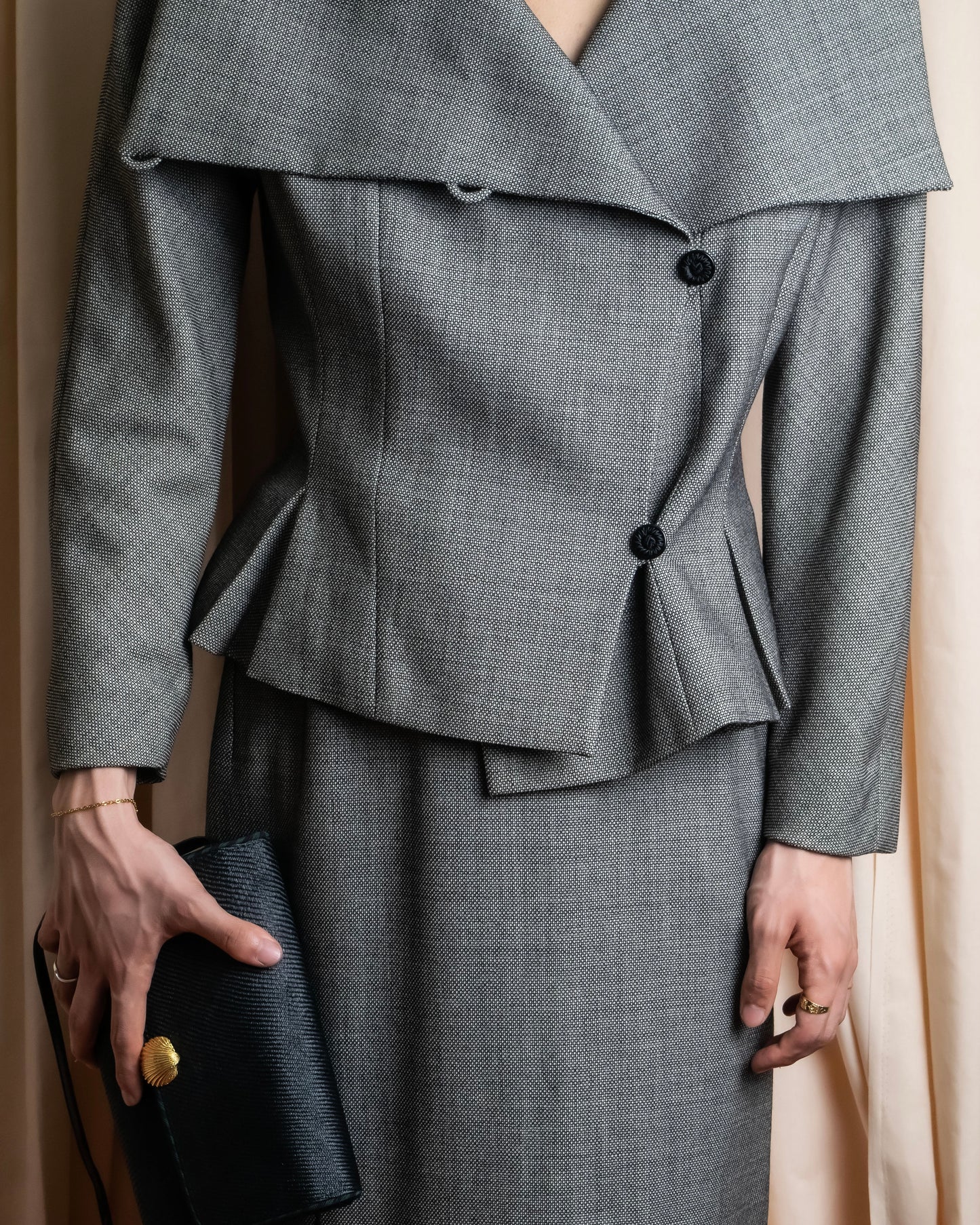 "Max Mara" 2way shape jacket & box pleated mid length skirt set up