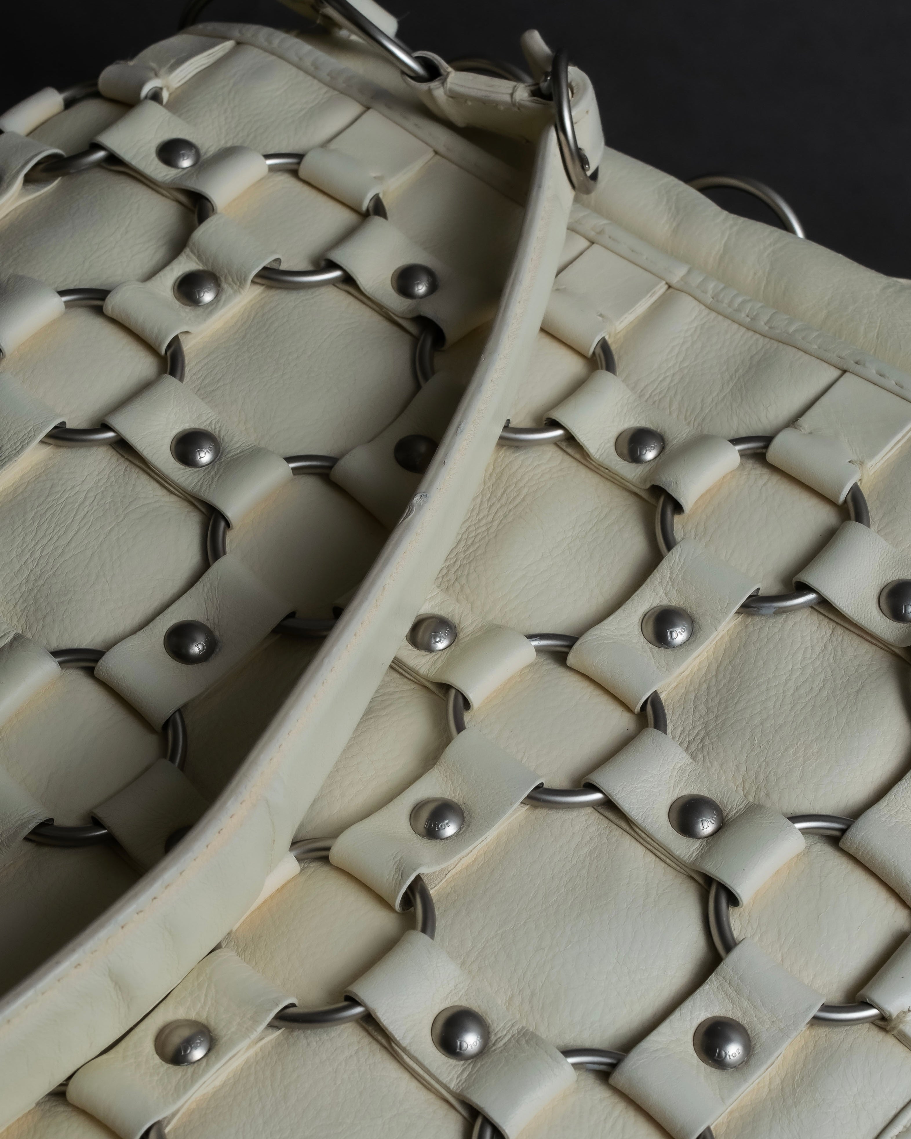 "Christian Dior" Metal ring leather combination design bag