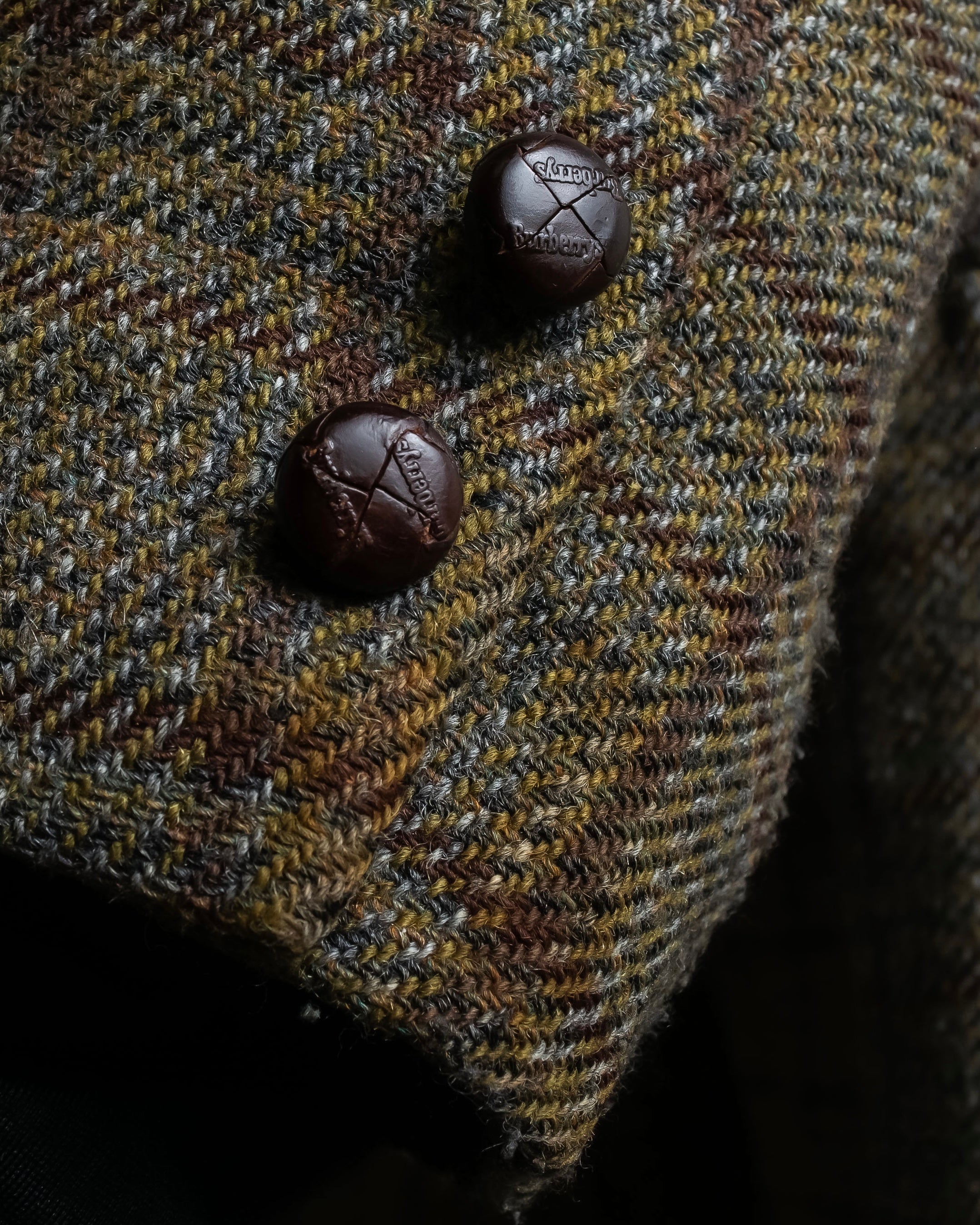 "BURBERRYS" Elbow patch design gun club check tweed jacket