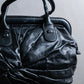 "VALENTINO" pleated gather design nappa leather one shoulder bag