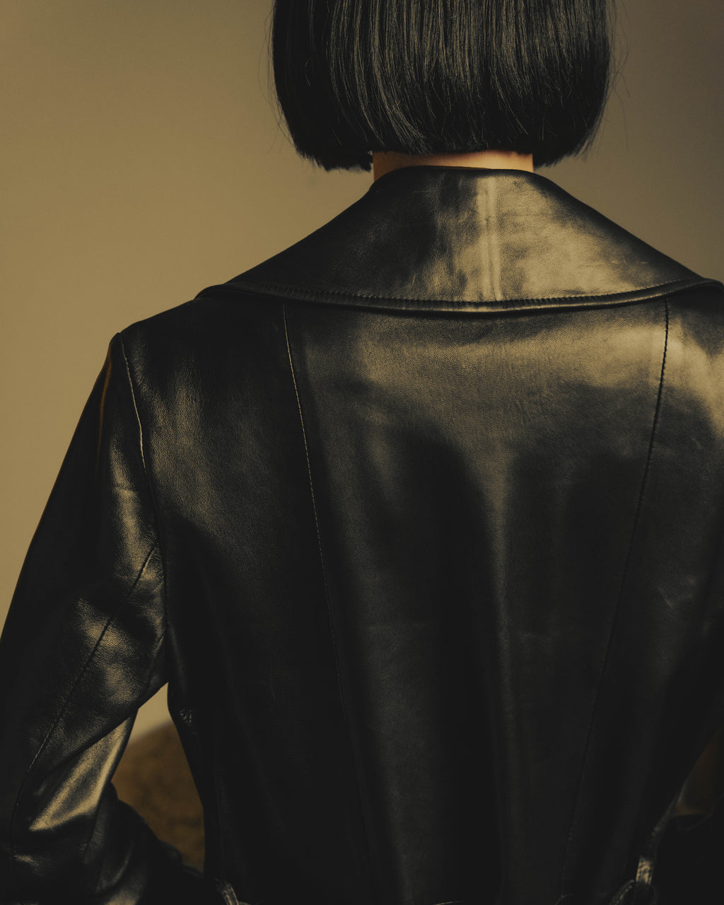 -SPECIAL- "BOTTEGA VENETA" 80's-00's Belted leather coat