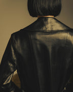 -SPECIAL- "BOTTEGA VENETA" 80's-00's Belted leather coat