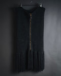 "GUCCI" 2010-11AW ribbed zip-front fringe knit vest