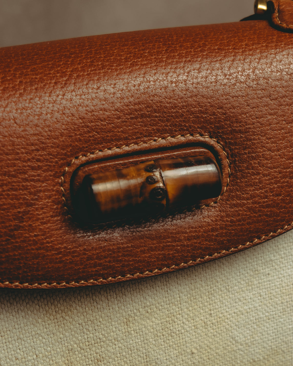 -SPECIAL- “GUCCI” 90’s-00’s Bamboo handle canvas panel top handle bag