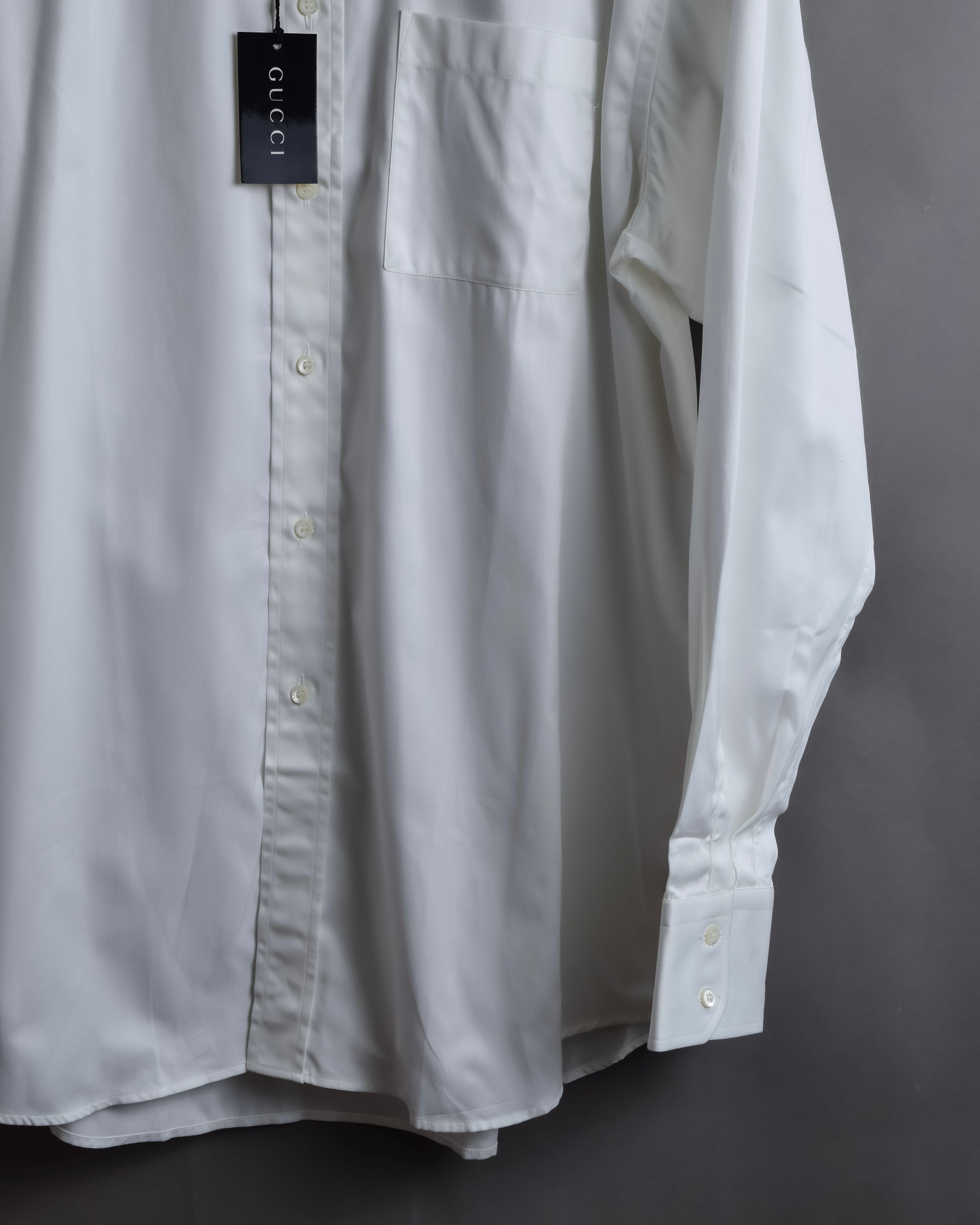 "GUCCI" Minimal collar detail white cotton shirt