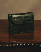 "Yves Saint Laurent" 80's Dark green crocodile compact wallet