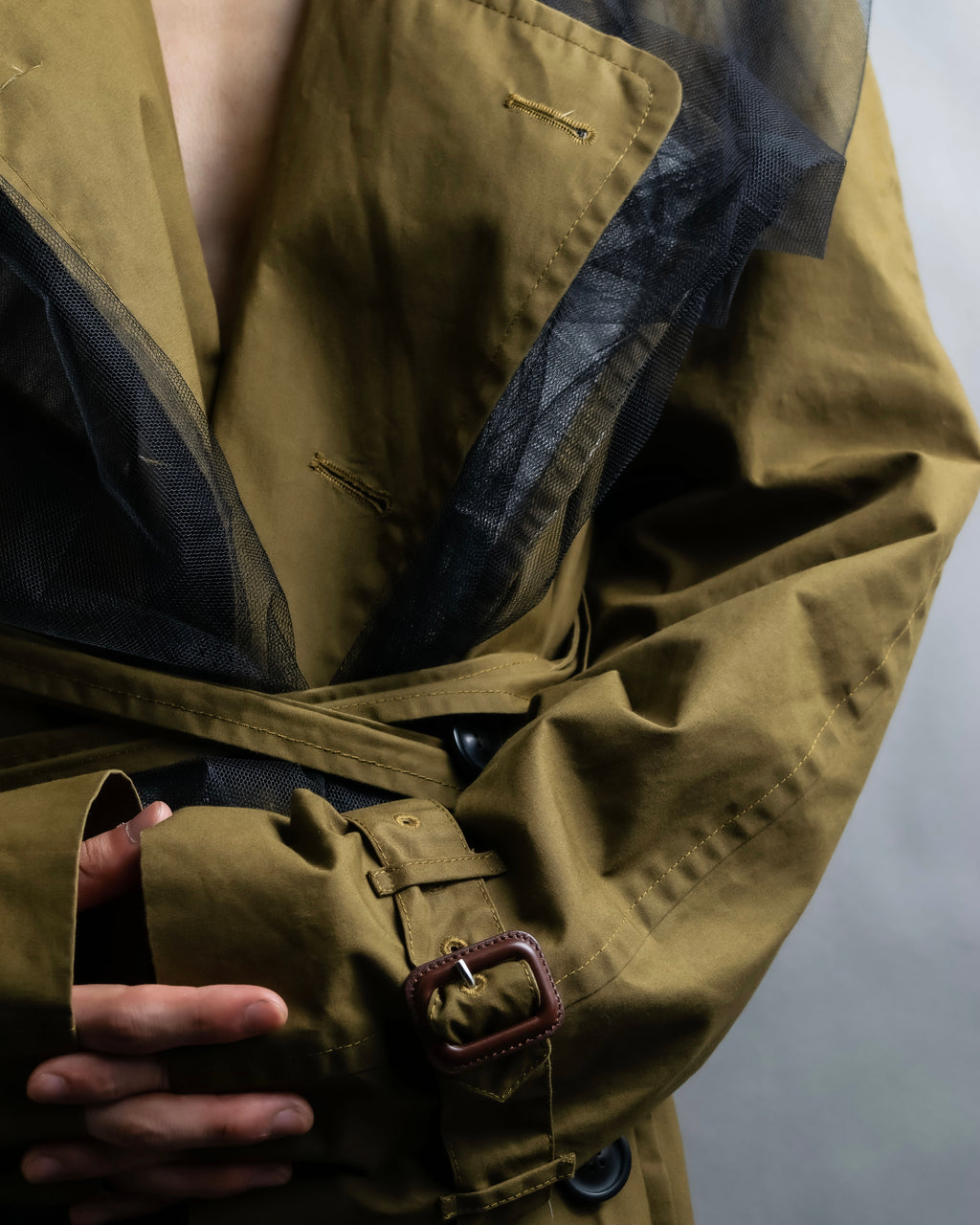 "MAISON MARGIELA" 20AW reconstructed tulle docking trench coat