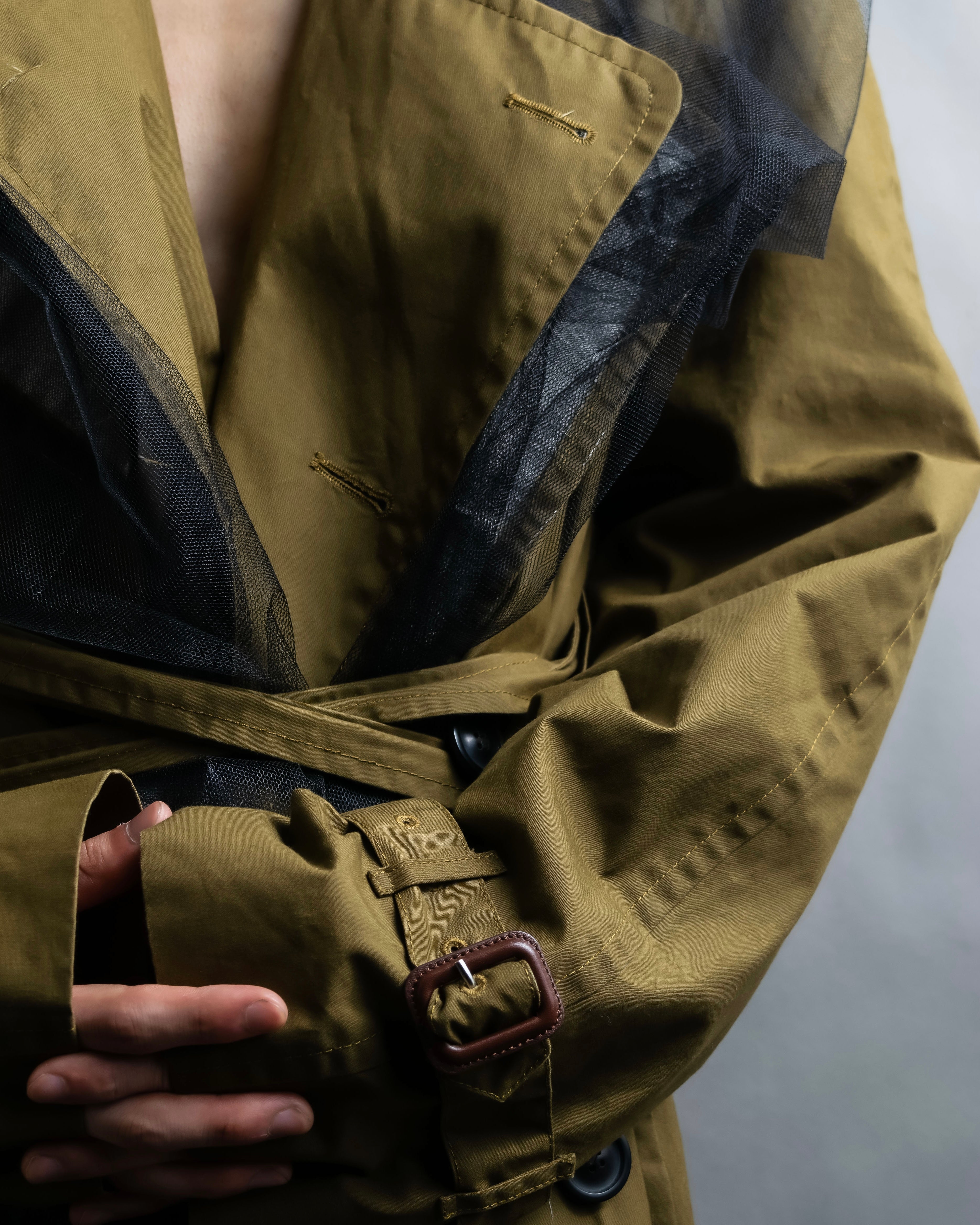 "MAISON MARGIELA" 20AW reconstructed tulle docking trench coat