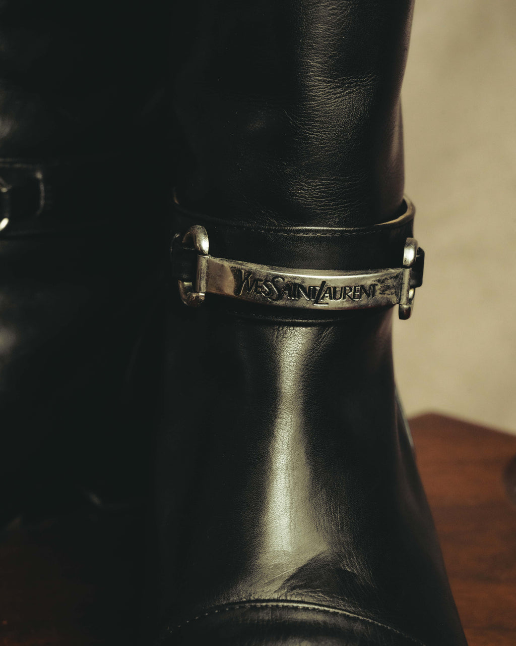 "Yves Saint Laurent" 90's Logo hardware knee-high boots