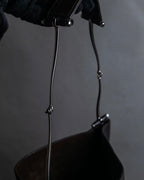 "GUCCI" Metal handle detail brown leather bag