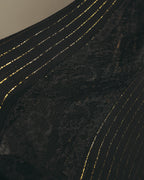 “PINKO” 2010’s Metallic striped lace georgette bow blouse